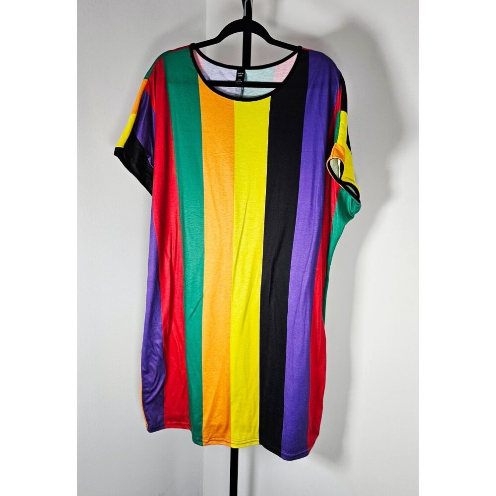 Shein Curve Multicolored Striped Tunic Dress Batwing Sleeve-SZ 4X